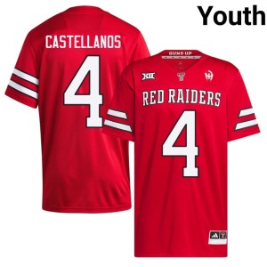 #4 Youth Red Texas Tech University Thomas Castellanos College Football NCAA Jerseys 270476-313